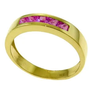 0.6 Carat 14K Solid Yellow Gold Rings Natural Pink Sapphire