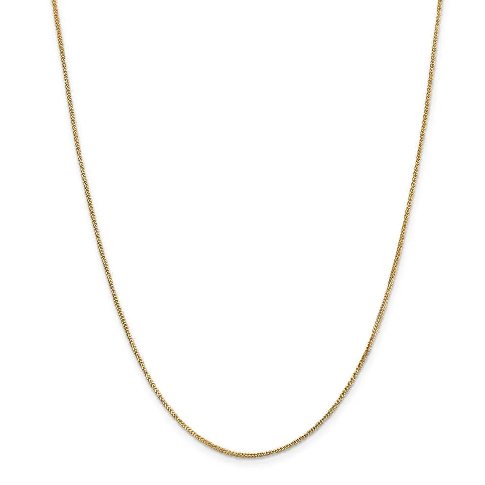 0.9mm, 14k Yellow Gold, Solid Franco Chain Necklace