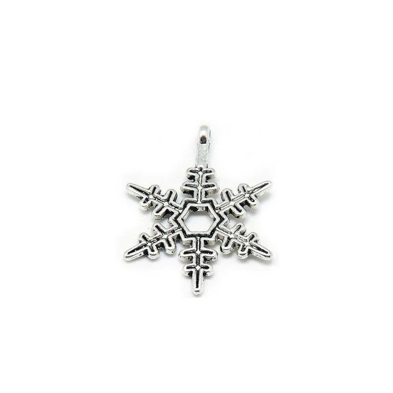 10 Pcs Tibetan Silver Christmas Spikey Snowflake 23X17mm Charms Pendants