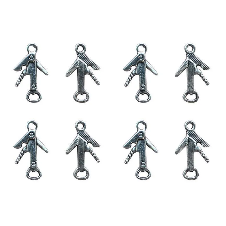 10 Pcs Tibetan Silver Corkscrew and Bottle Opener 21X13mm 3D Charms Pendants