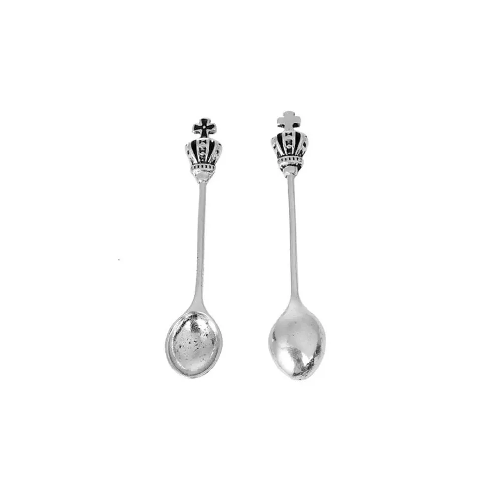 10 Pcs Tibetan Silver CROWN CROSS SPOON 50mm x 10mm Charms Pendants, Lead & Nickel Free Metal Charms Pendants Beads