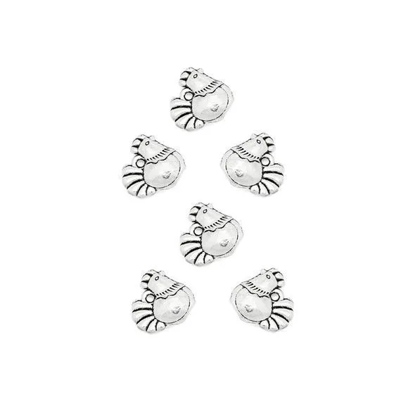 10 Pcs Tibetan Silver Cute Chicken Hen Easter Chick Rooster Bird 14X13mm 3D Charms Pendants