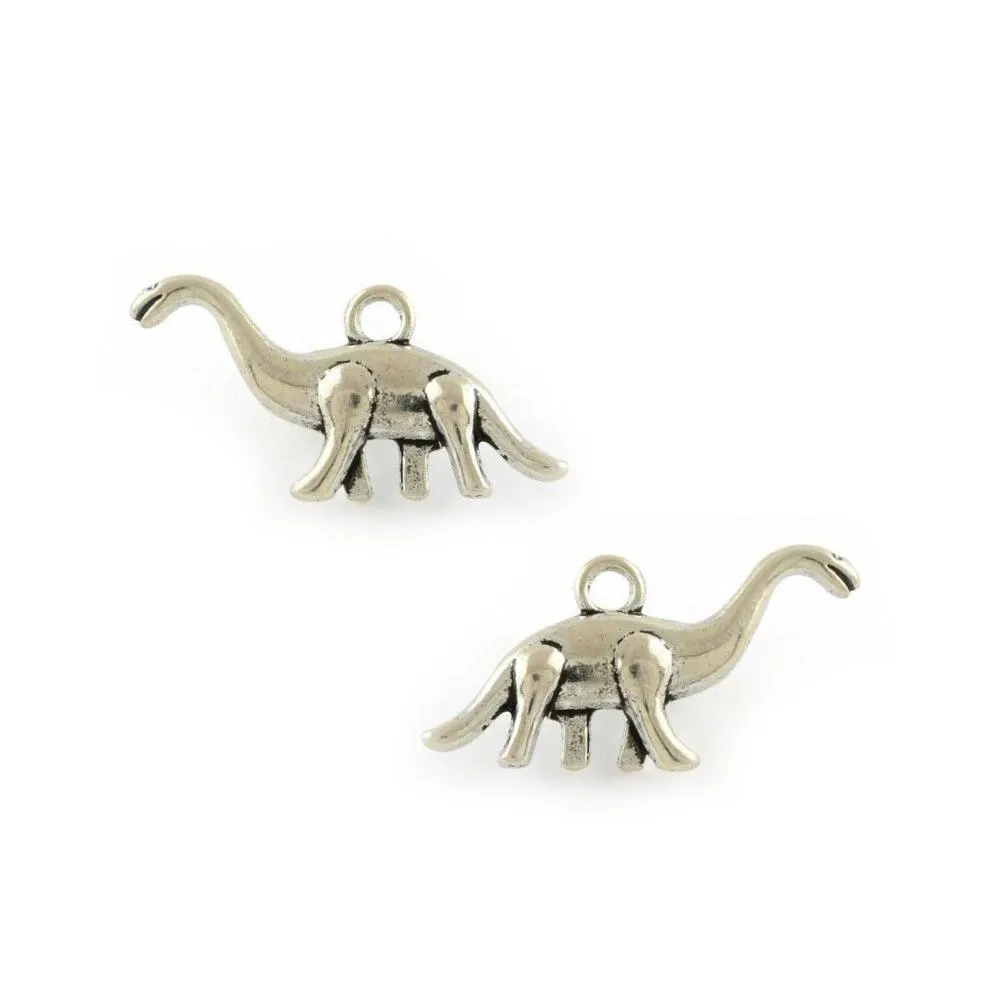 10 Pcs Tibetan Silver Dinosaur Diplodocus Brontosaurus 3D Charms Pendants