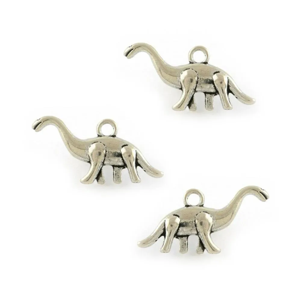 10 Pcs Tibetan Silver Dinosaur Diplodocus Brontosaurus 3D Charms Pendants