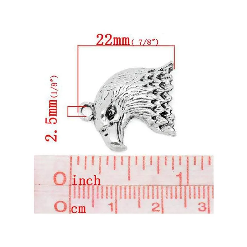 10 Pcs Tibetan Silver EAGLE HEAD 22mm x 19mm Charms Pendants, Lead & Nickel Free Metal Charms Pendants Beads