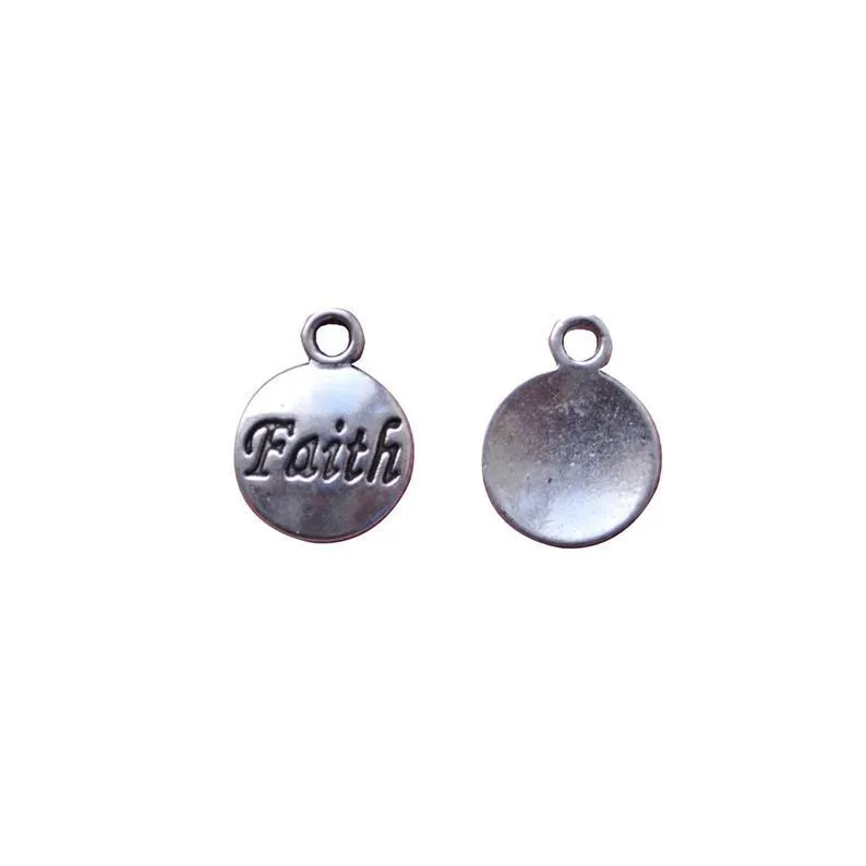 10 Pcs Tibetan Silver Faith Disc 15mm x 12mm Charms Pendants