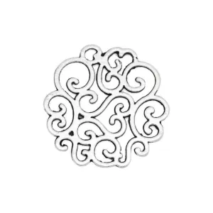 10 Pcs Tibetan Silver FLOWER PATTERN HOLLOW 26mm x 25mm Charms Pendants, Lead & Nickel Free Metal Charms Pendants Beads