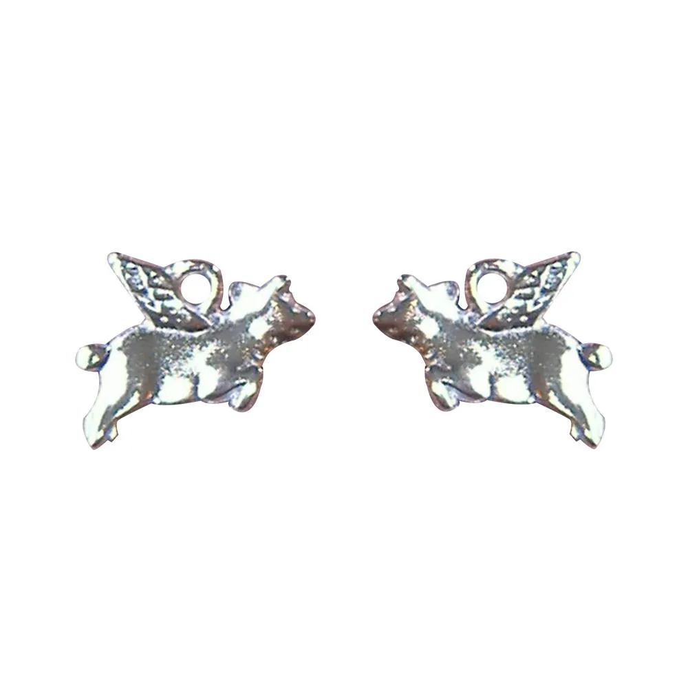 10 Pcs Tibetan Silver Flying Pig Double Sided Charms Pendants