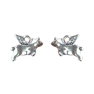 10 Pcs Tibetan Silver Flying Pig Double Sided Charms Pendants