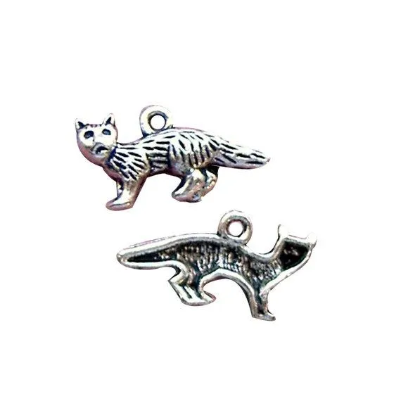 10 Pcs Tibetan Silver Fox Wild Animal 11X22mm Charms Pendants