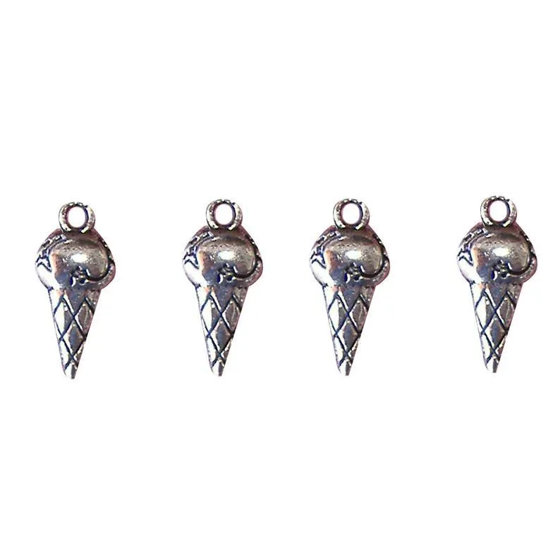 10 Pcs Tibetan Silver ice cream Cone Holiday 19X8mm 3D Charms Pendants