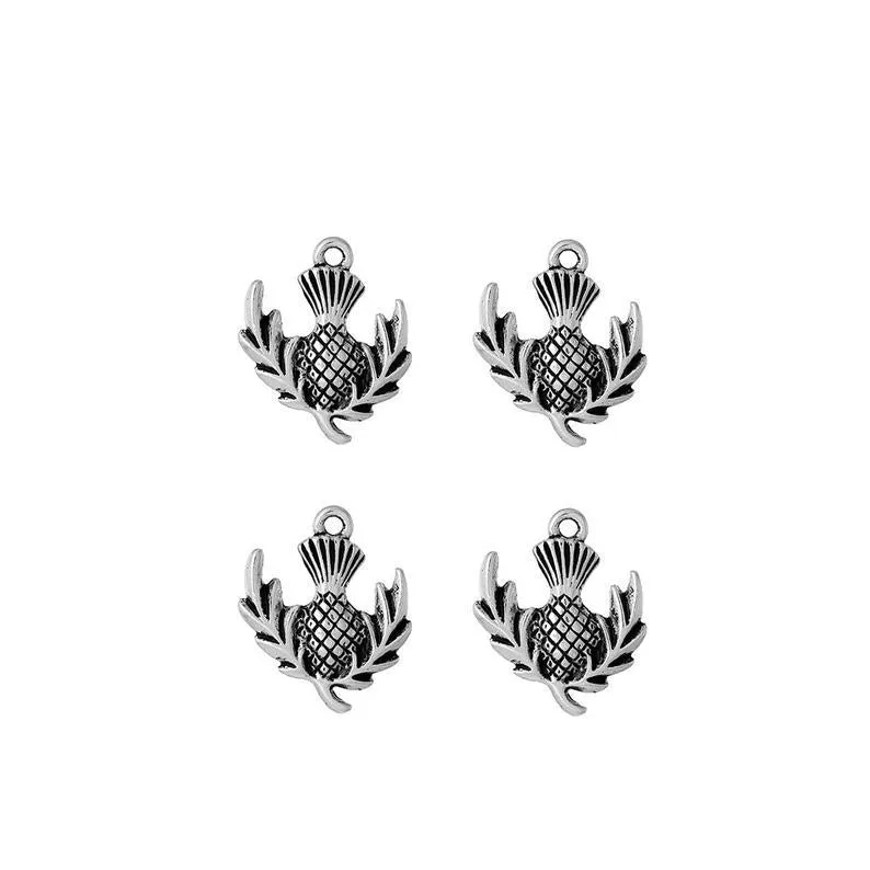 10 Pcs Tibetan Silver Scottish Thistle Plant 24X20mm Charms Pendants