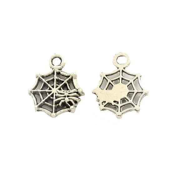 10 Pcs Tibetan Silver Spider and Web 17X13mm Charms Pendants