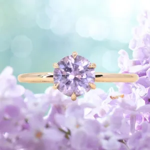 1.29ct Round Lilac Montana Sapphire Lotus Solitaire in 14k Yellow Gold