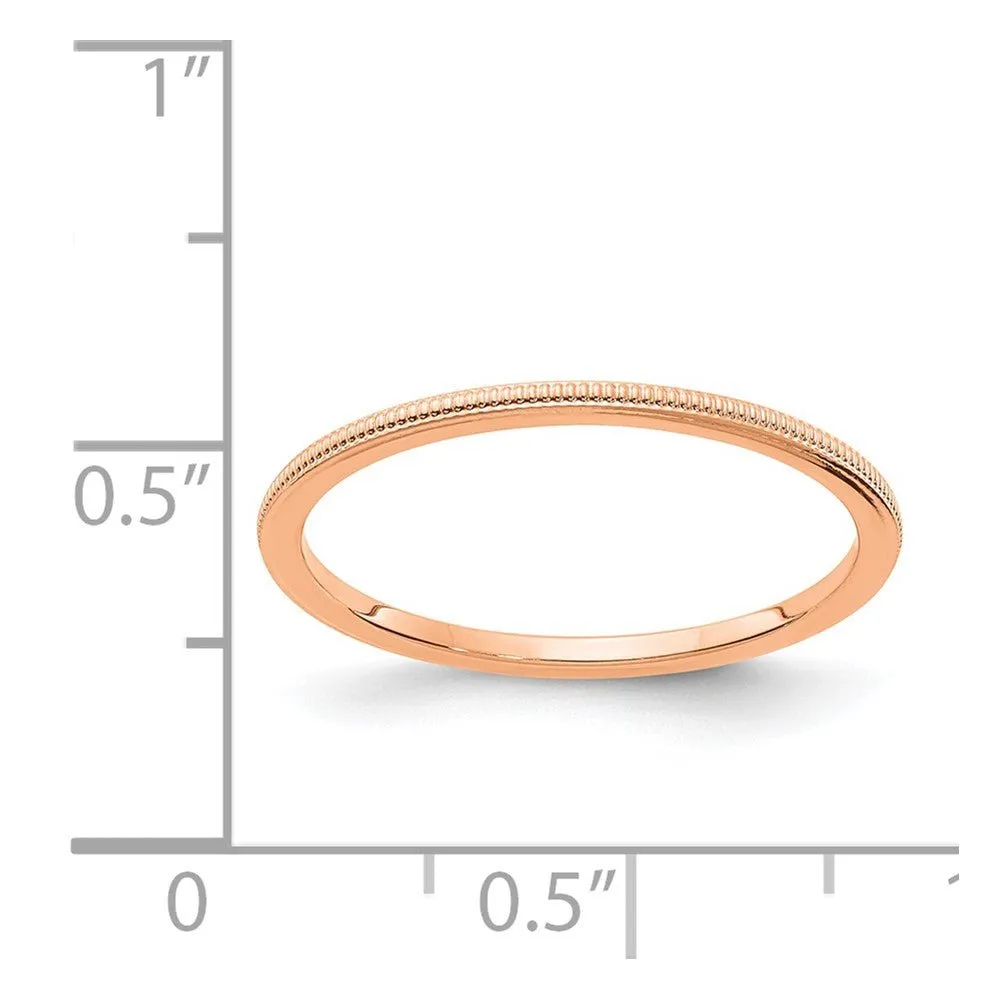 1.2mm 10k Rose Gold Milgrain Stackable Band