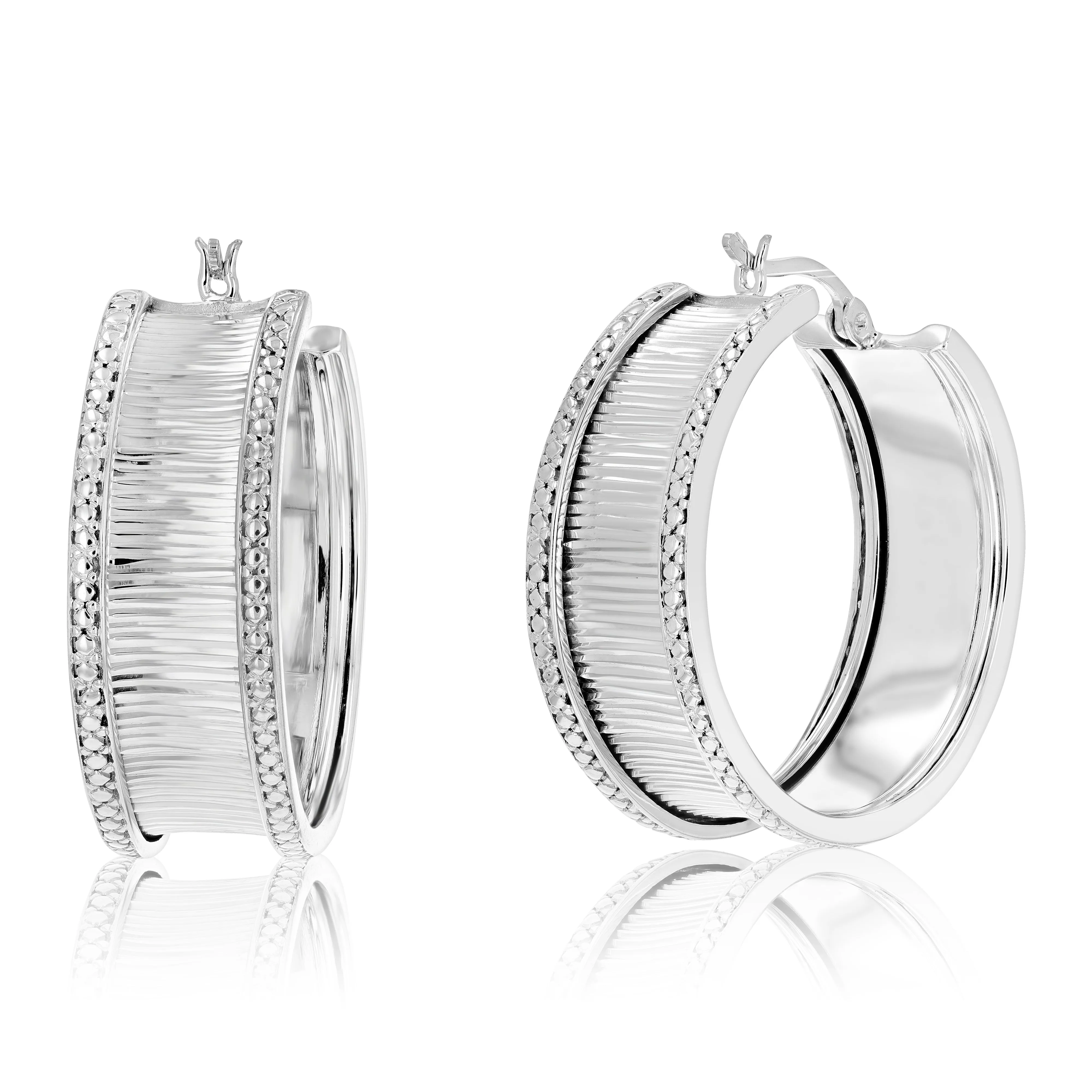 1/4 cttw Fashion Diamond Hoop Earrings in Sterling Silver