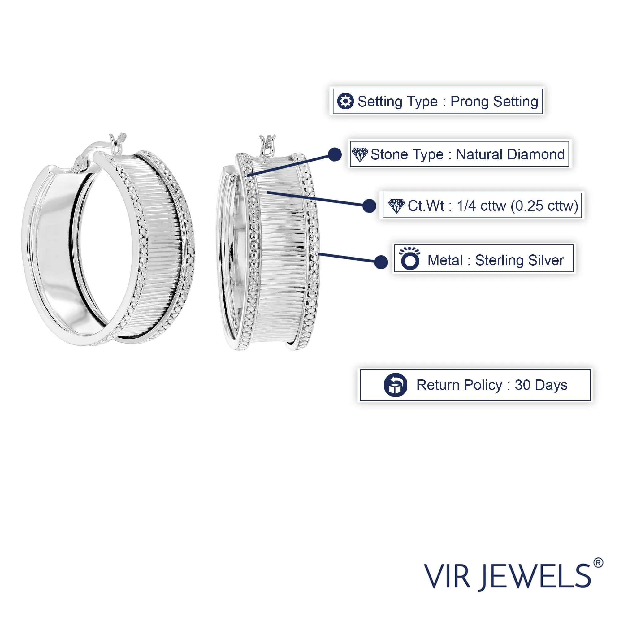 1/4 cttw Fashion Diamond Hoop Earrings in Sterling Silver