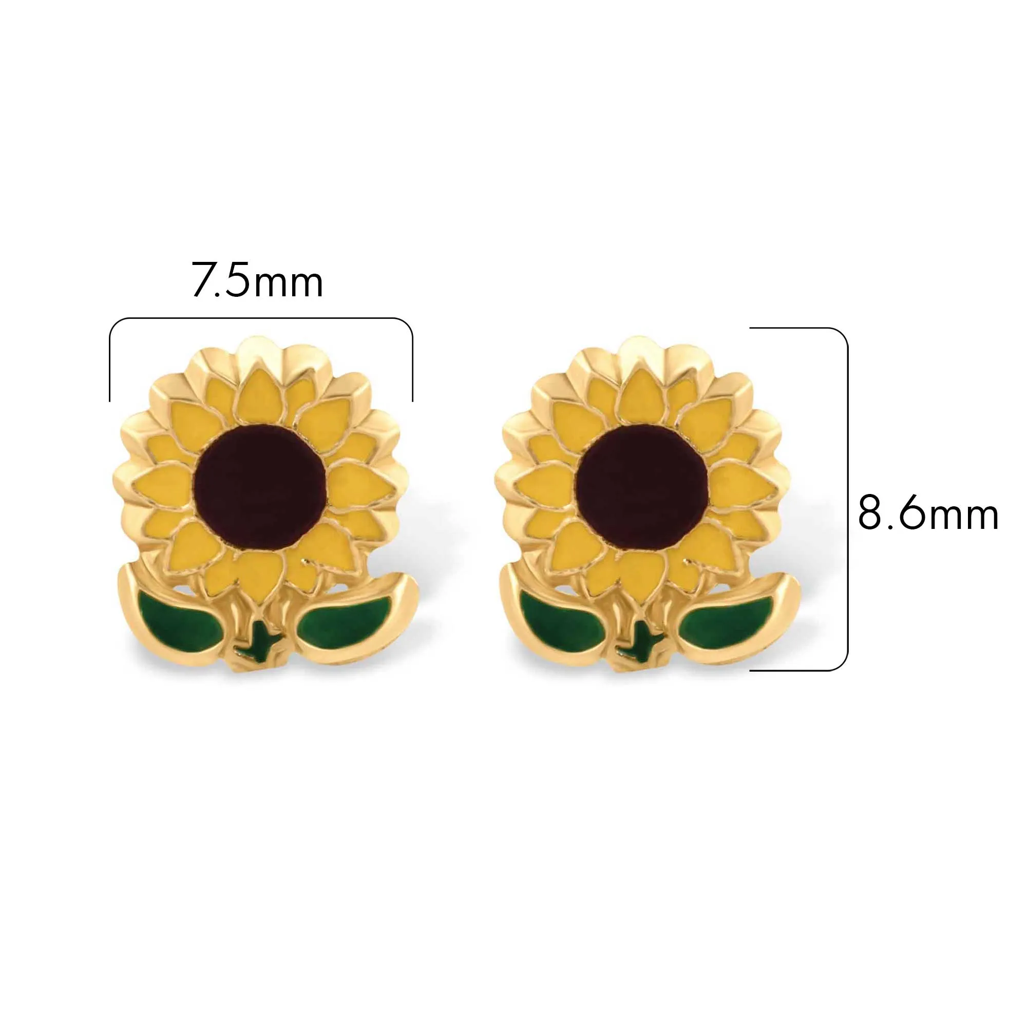 14E00425. - 14 Karat Yellow Gold Sunflower Screw Back Earrings