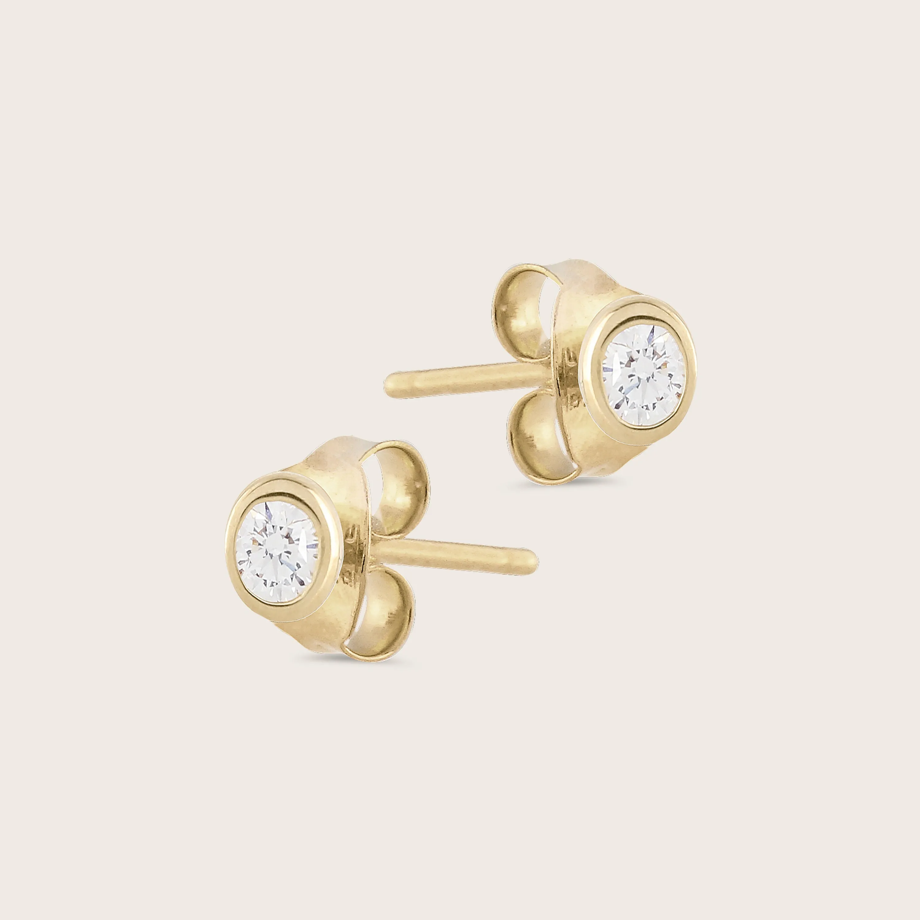 14k Gold Bezel Lab Grown Diamond Stud Earrings