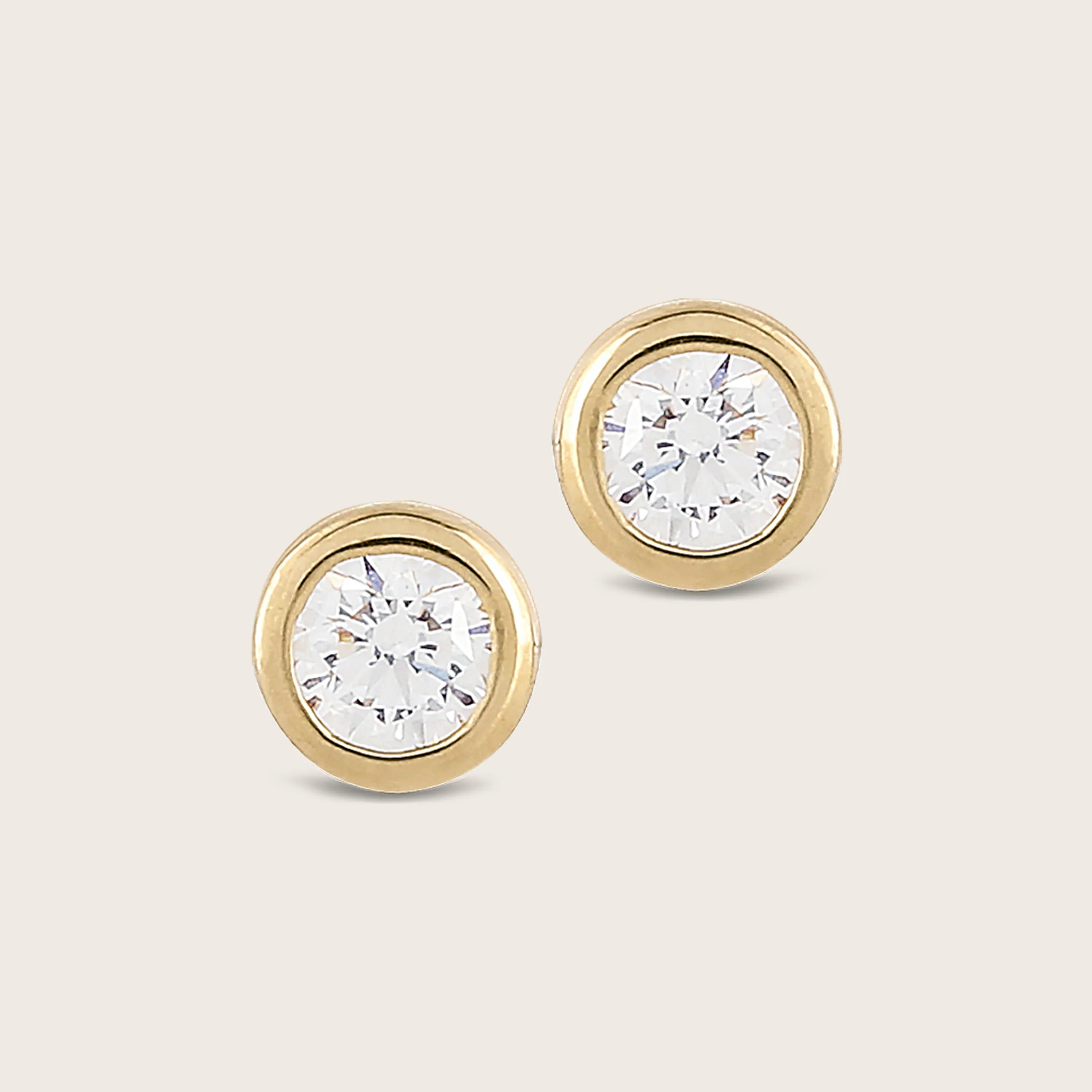 14k Gold Bezel Lab Grown Diamond Stud Earrings