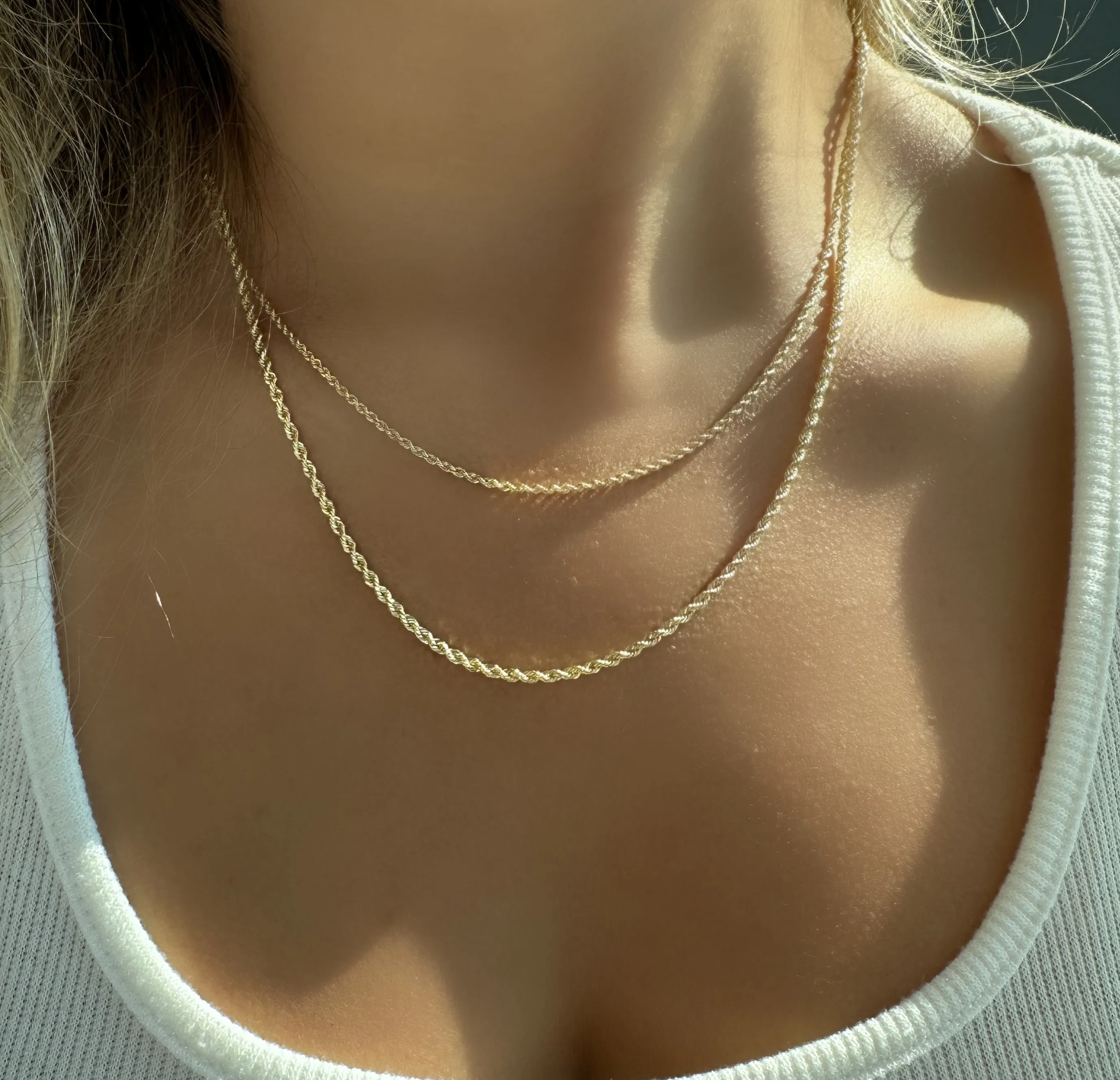 14K Gold Rope Chain Necklace