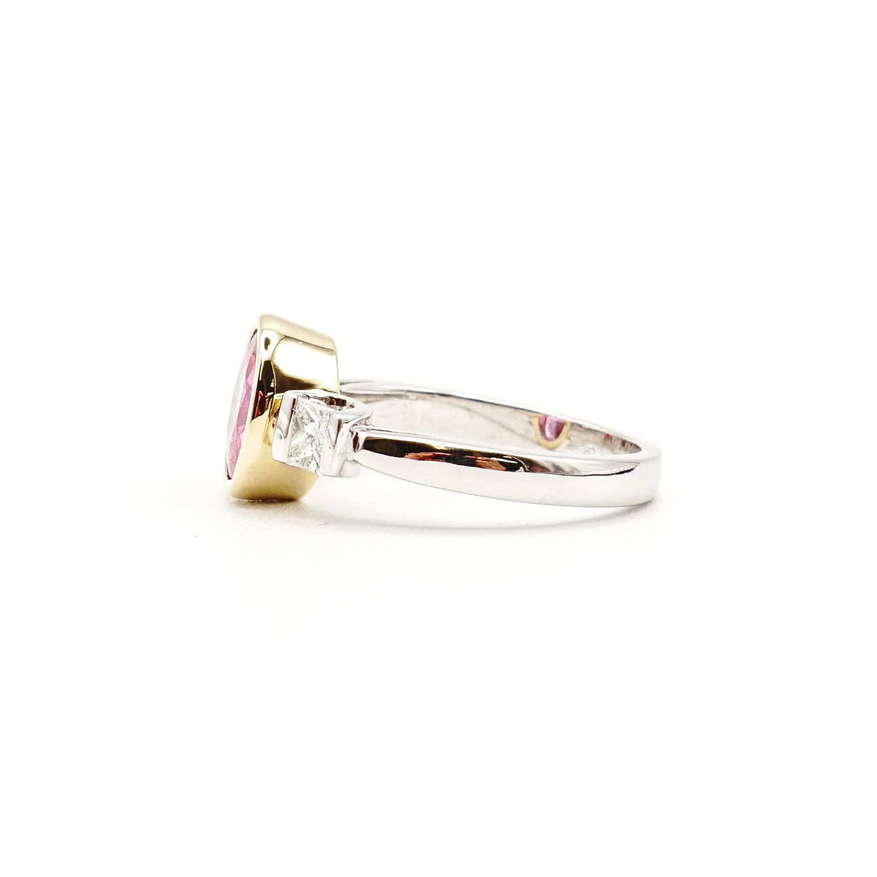 14K Two Tone Gold Pink Sapphire And Diamond Ring