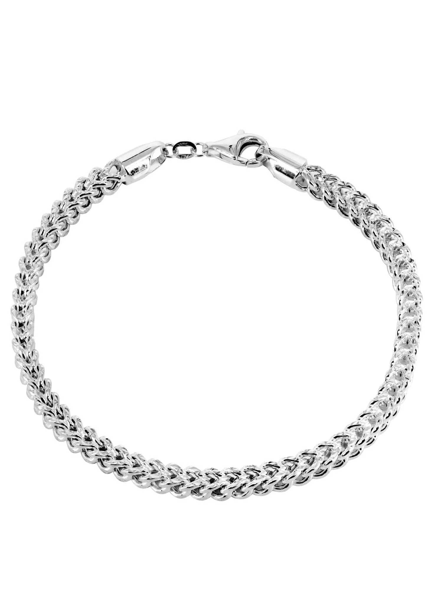 14K White Gold Bracelet  Semi Solid  Franco Diamond Cut