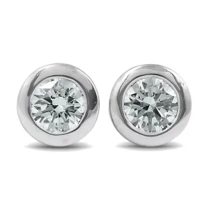 14K White Gold Diamond Bezel Stud Earrings .72CTW