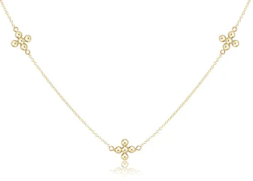 15" Choker Simplicity Chain Gold - Classic Beaded Signature Cross Gold