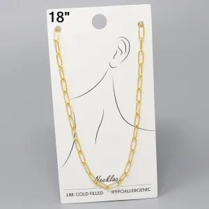 18K Gold Dipped Paperclip Chain Necklace - 18"