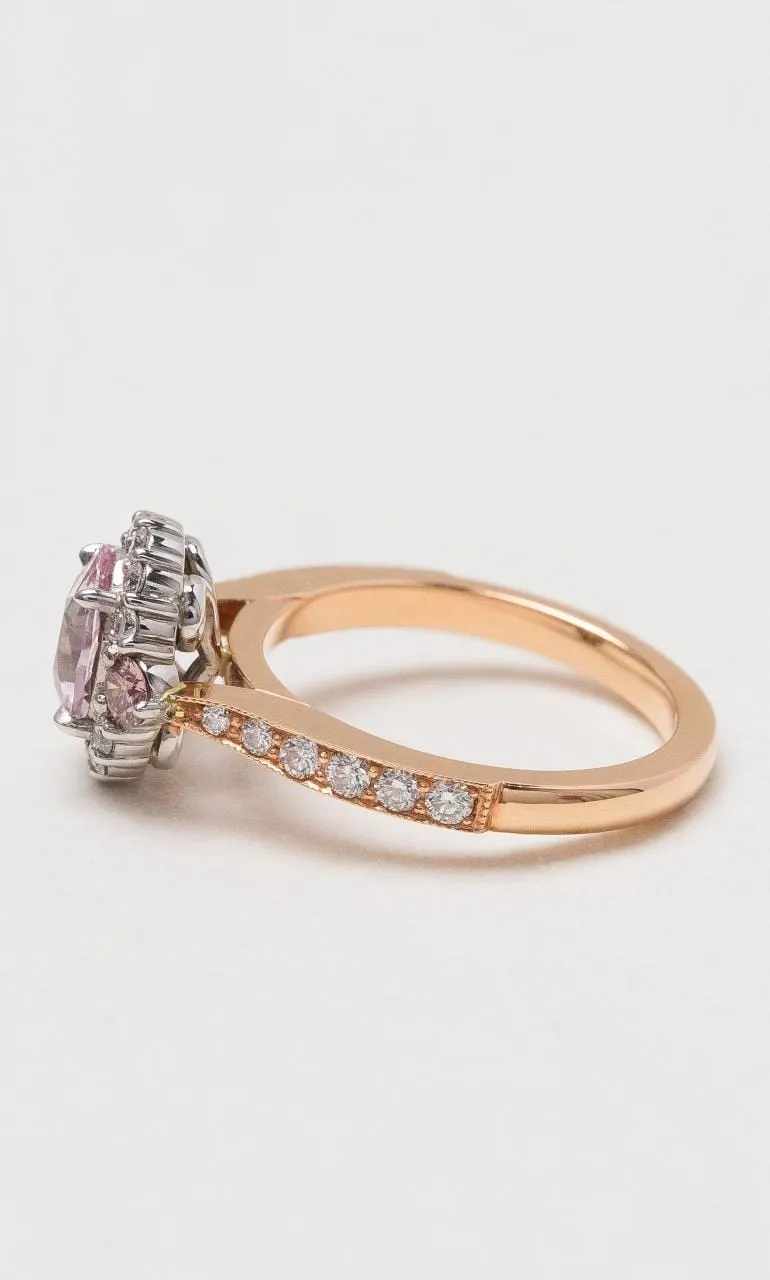 18K RWG Pink Sapphire & Australian Pink Diamond Cluster Ring