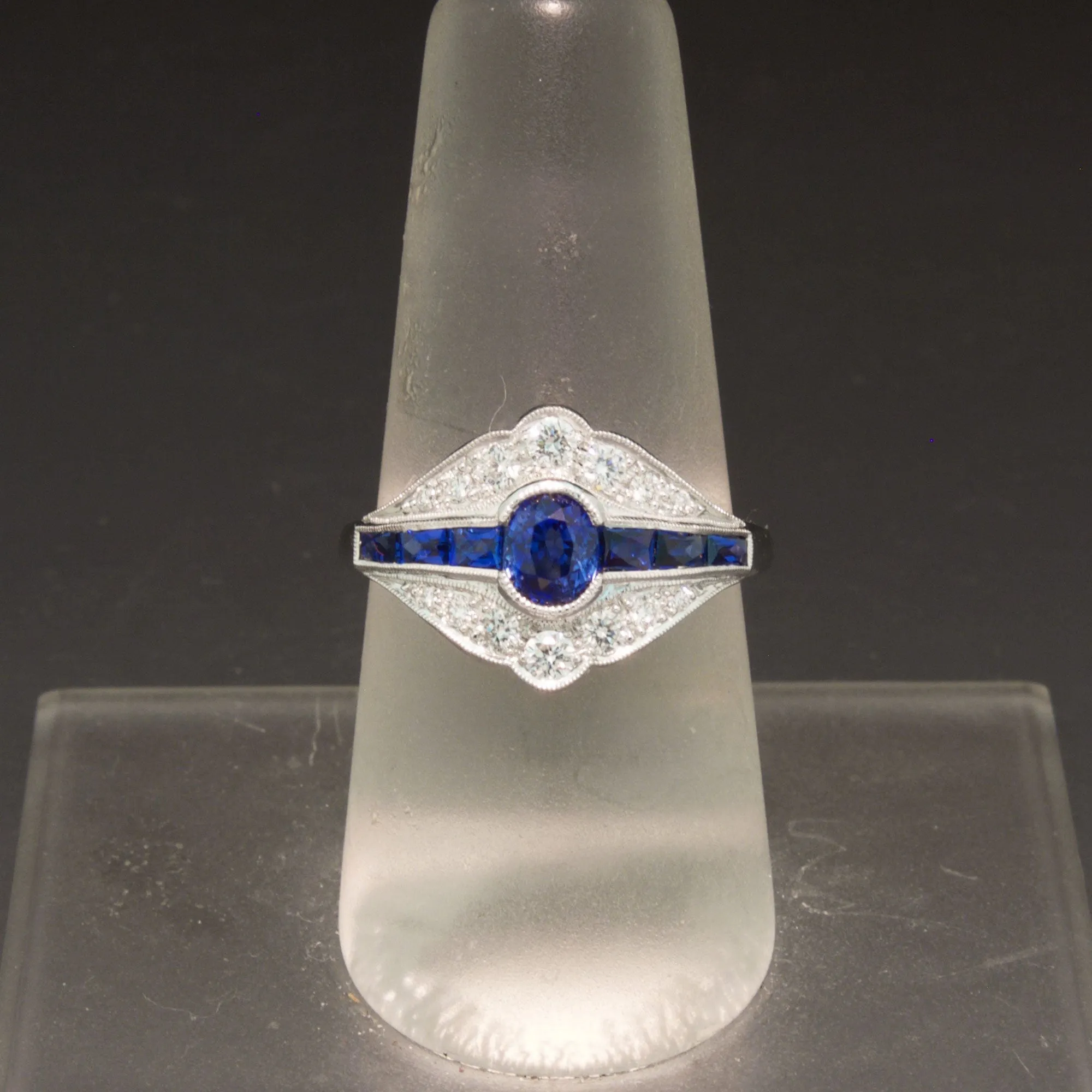 18K White Gold Sapphire and Diamond Ring