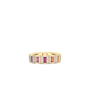 18K Yellow Gold Obelisco Mixed Stone Pave Ring