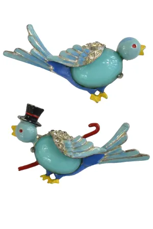 1941 Gene Verrecchio Coro unsigned Mr. and Mrs. Bluebird Pins Brooch