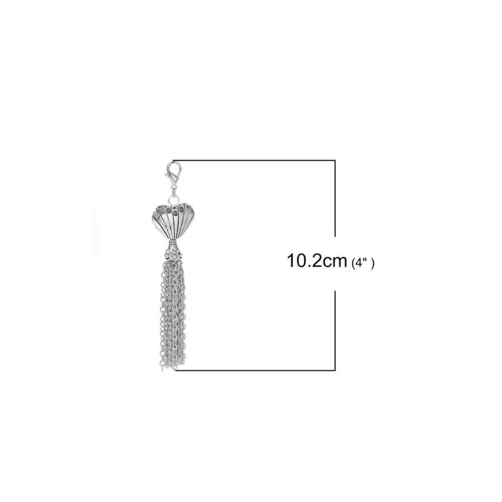 2 Pcs Tibetan Silver HEART TASSEL 102mm x 22mm Charms Pendants, Lead & Nickel Free Metal Charms Pendants Beads