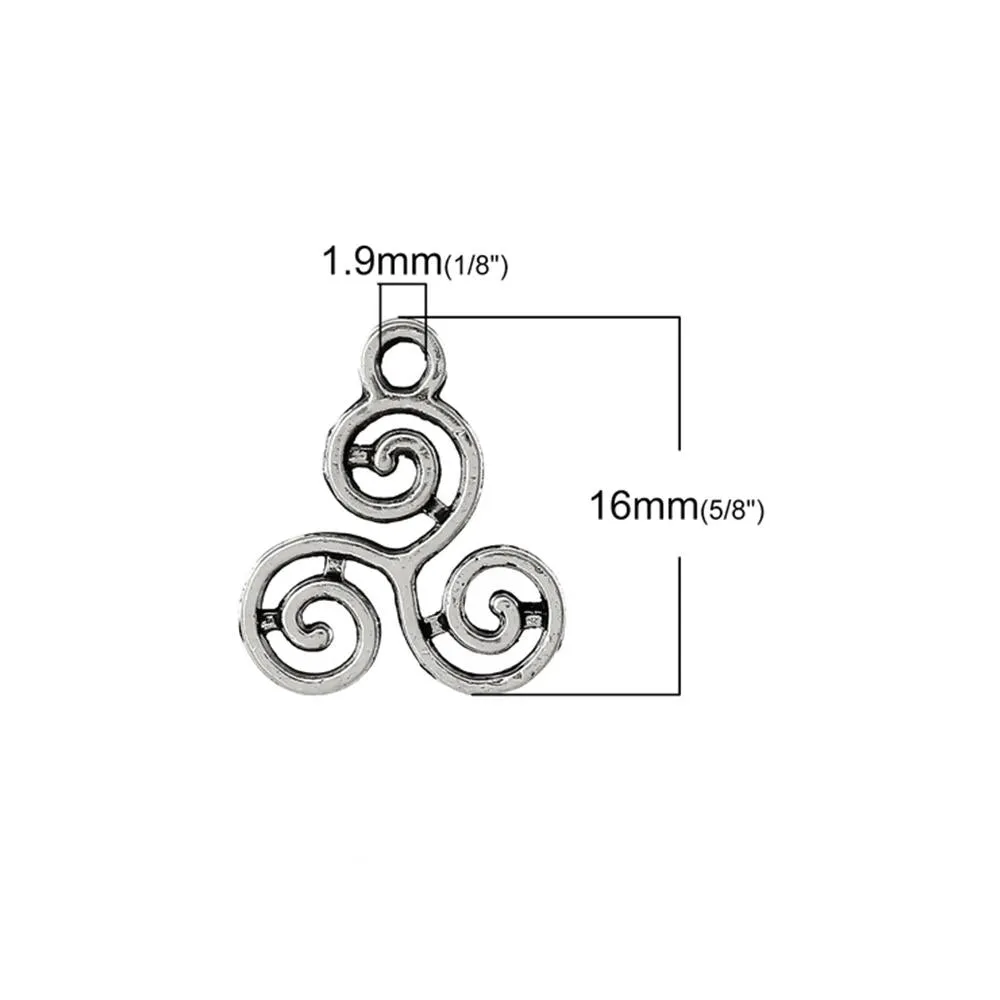 20 Pcs Tibetan Silver CELTIC TRISKELION 3D 16mm x 13mm Charms Pendants, Lead & Nickel Free Metal Charms Pendants Beads