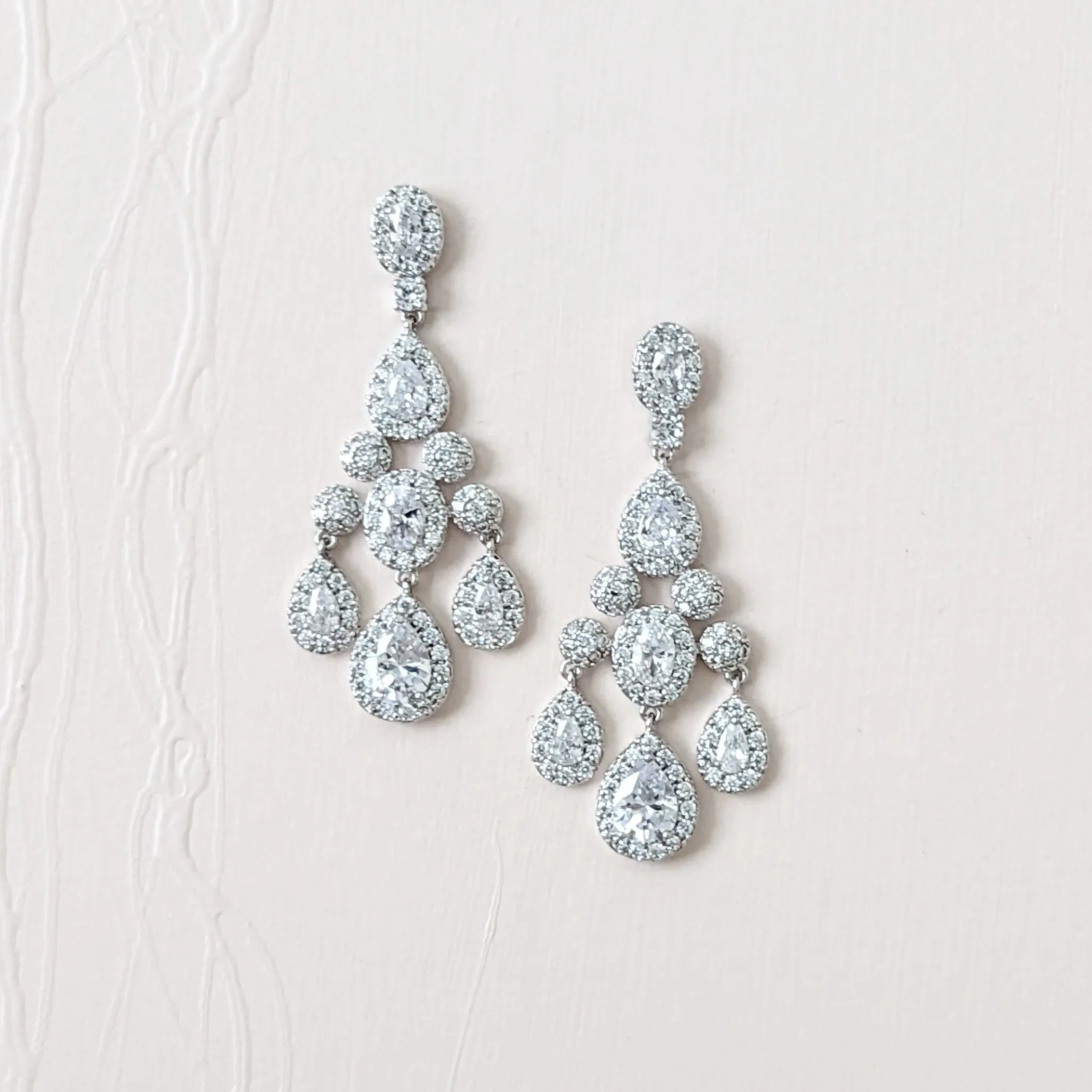 3 Drops Chandelier CZ Earrings