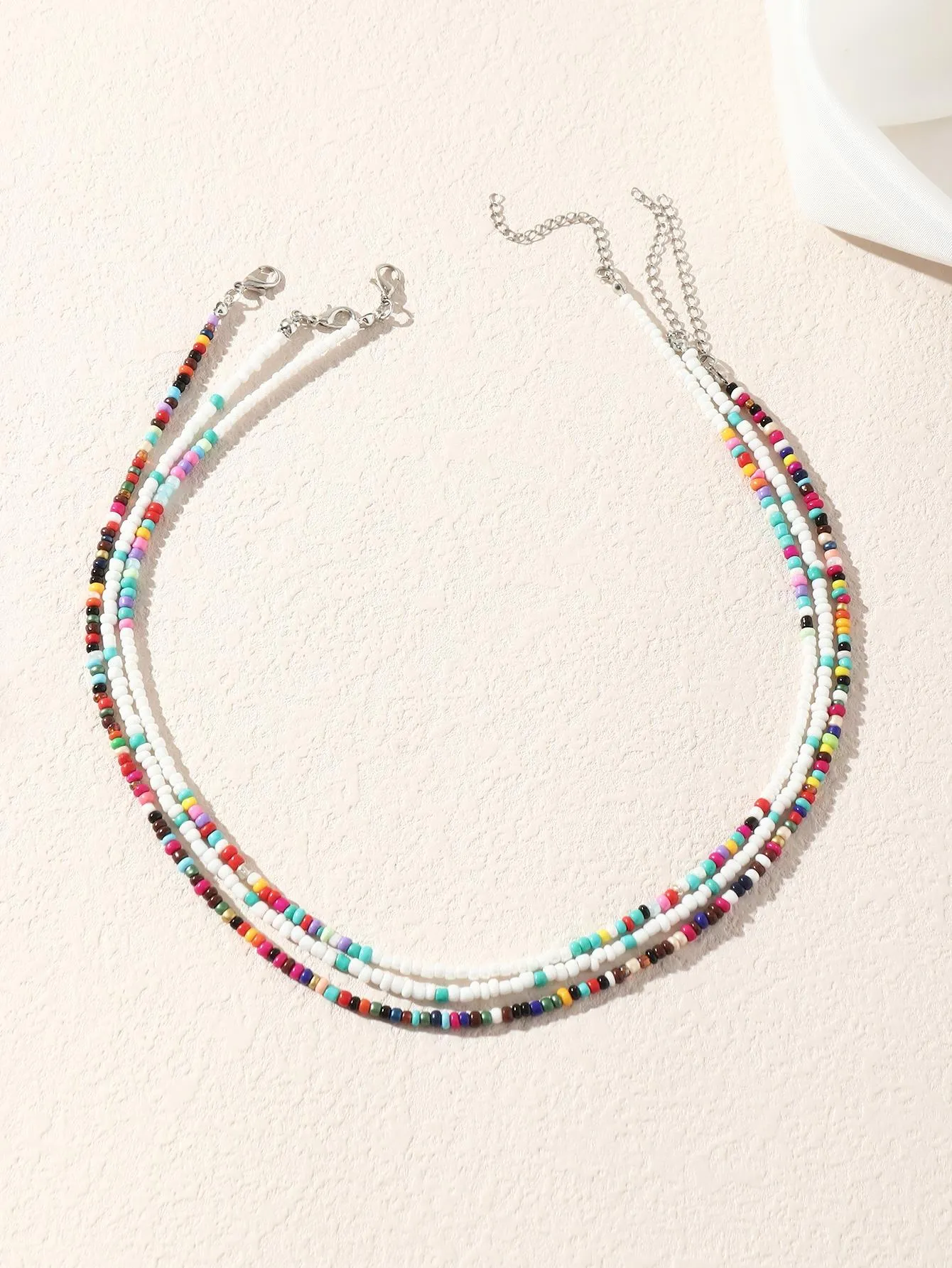 3pcs Colorful Beaded Necklace for Women Girls Accessories Jewelry Gifts Gift for