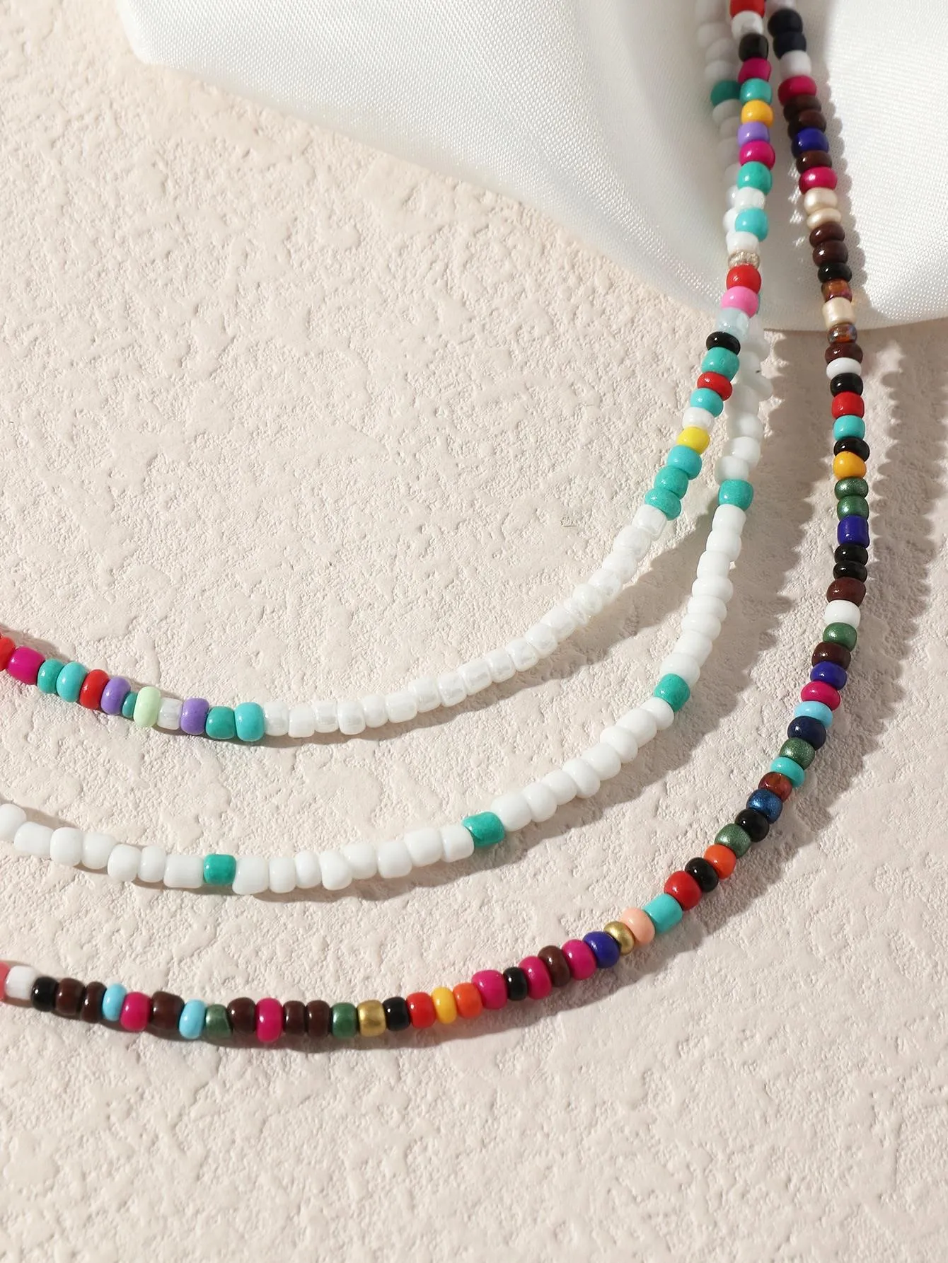 3pcs Colorful Beaded Necklace for Women Girls Accessories Jewelry Gifts Gift for