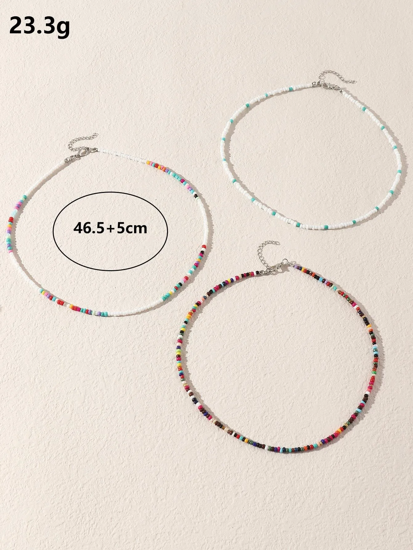 3pcs Colorful Beaded Necklace for Women Girls Accessories Jewelry Gifts Gift for