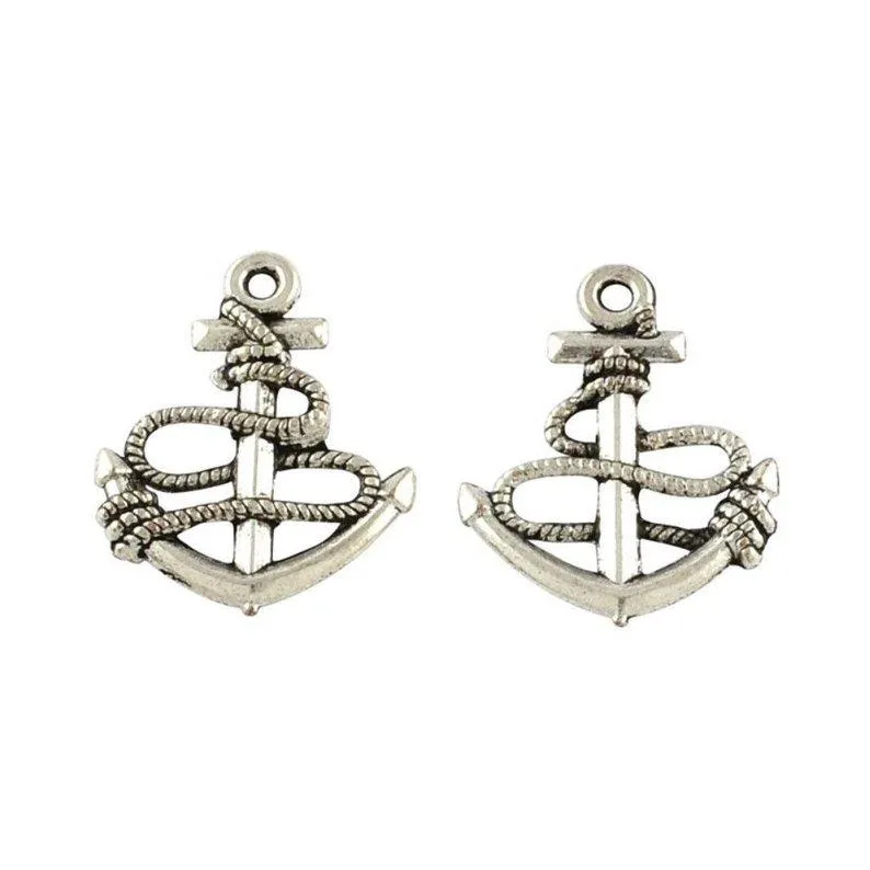 5 Pcs Tibetan Silver Anchor and ope Ship Sea Boat 3D 24mm x 19mm Charms Pendants