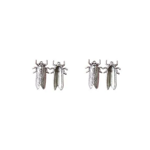 5 Pcs Tibetan Silver Cicada, Bug, Fly Insect, Creepy, Crawly 32X19mm Charms Pendants