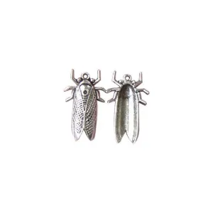 5 Pcs Tibetan Silver Cicada, Bug, Fly Insect, Creepy, Crawly 32X19mm Charms Pendants