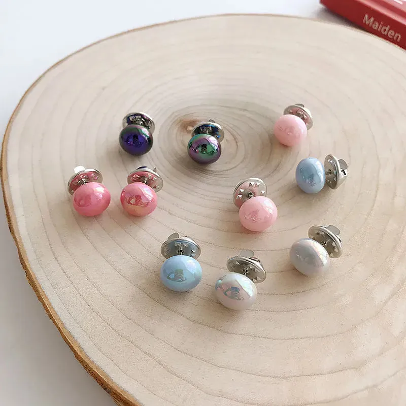 5/10Pc/Pack Cute Enamel Brooches Pins Pearl Neckline Small Collar Lapel Pin Buckle Hijab