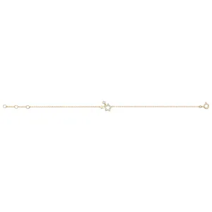 9CT GOLD PLAIN AND CZ STAR BRACELET