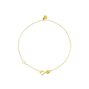 9K Yellow Gold Drop Heart Bracelet - WSGD90209.YG