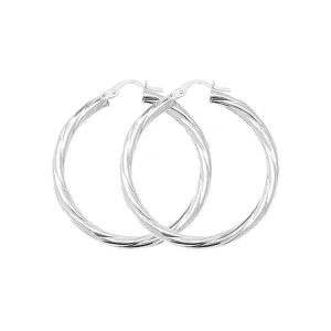 Acotis Silver Hoop Earrings Twisted G5103