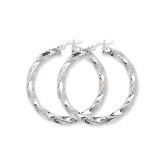 Acotis Silver Hoop Earrings Twisted G5186