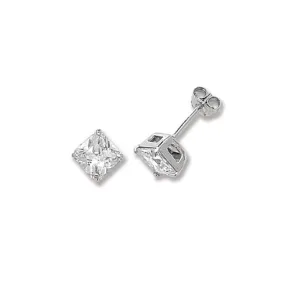 Acotis Silver Stud Earrings Square Zirconia G5294CZ