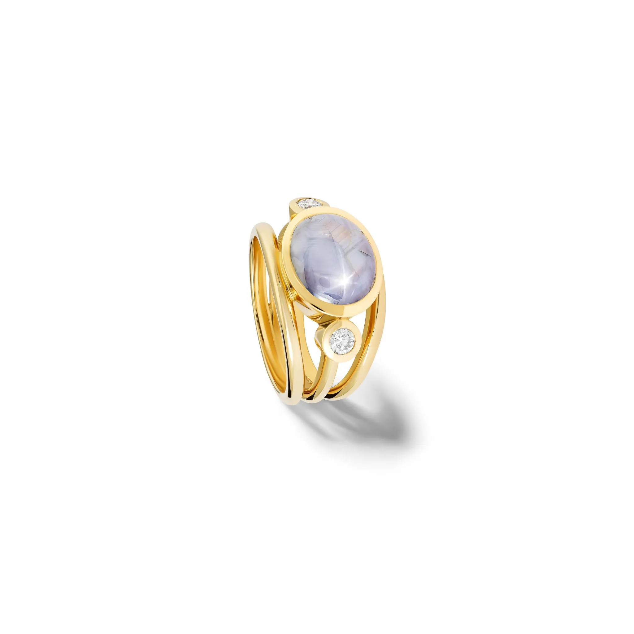 Aeneus Ring 18ct Yellow Gold - Star Pale Sapphire & Diamond